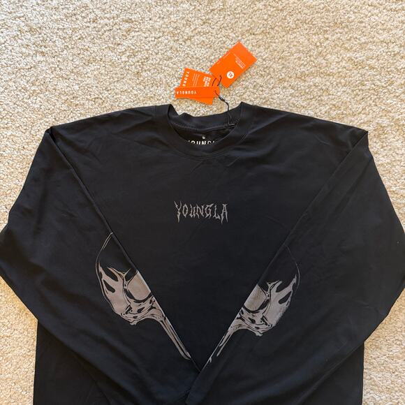 Men's YoungLA 8051 DarksideCroppedLongsleeves, NWT, XL, 100%Cotton Black - Picture 2 of 4